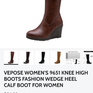 Vepose Dark Brown Wedge Boots